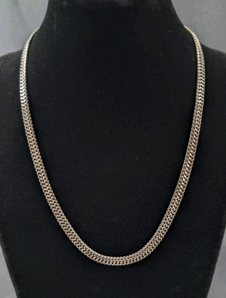 925 Italy Two-Tone Wide Double Curb Link Necklace 18” 18.45g 5.7mm