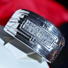 14k white gold size 10 ring 0.60ct natural diamond invisible set band 12.6g C-74