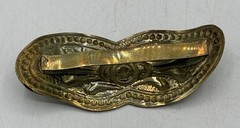 Antique Victorian Brass Repousse Hair Barrette Clip Floral Embossed 2.5in 1900s