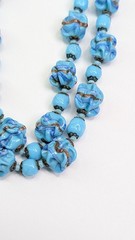 Miriam Haskell Venetian Pinched Art Glass Necklace And Earrings Blue Gold Swirl