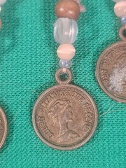 Vintage Boho Coin Jewelry Set Belt Necklace & Cuff Bracelet Queen Elizabeth Coin