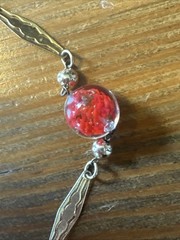Vintage Murano Style Venetian Art Glass Necklace Red Encased Glass Beads Italy