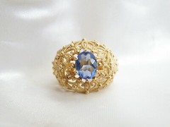 Ross Simons Sterling Silver 925 Gold on Simulated Tanzanite Filigree Ring Size 6