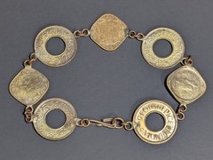 Vintage British India 1/2 Anna 1 Pice 7 Coin Bracelet