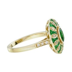 3Ct Art Deco Style Lab Created Diamond Emerald Engagement 14K Gold Finish Ring