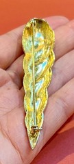 Vintage Brooch Bar Pin MJ ENT Modernist Gold Tone Rope Textured 3.25 Inches Long