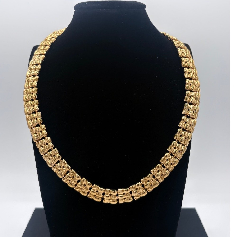 Vintage Napier Textured Link Necklace, Gold‑Tone Cast Chain, 1970s–80s Signed
