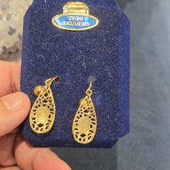Vintage Elizabeth Farrell Genuine Opal Filigree Teardrop Earrings Gold Tone