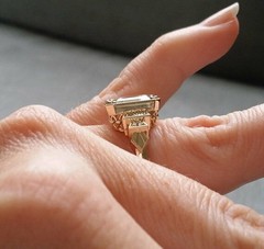 Art Deco Vintage Antique 4.20 Ct Diamond Wedding Ring 14K Yellow Gold Over