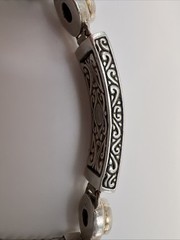 Bali Sterling Silver Peridot Bracelet 7” Handcrafted Balinese Scrollwork Artisan