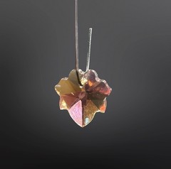Vintage Swarovski? Grape Leaf Crystal Pendant 15mm Smoked Topaz AB Faceted Leaf