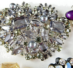 Plastic PIN BROOCH Collection 10 Piece Acrylic Lucite Multi Color Stones Large