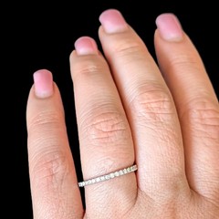 Estate Natural Diamonds 14k White Gold Band Ring 50%Eternity Wedding Anniversary