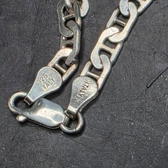 Vtg 1970s Italian 925 Sterling Silver Mariner Anchor Flat Link Chain
