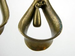 Vintage Donna Karan Brass Tone Metal Clip on Earrings DK Co Hallmark
