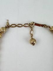 Vintage Crown Trifari Ball Bead Textured Gold Tone Chocker 14.5-16” Necklace