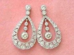 Milgrain Teardrop Dangle Earrings 2.7 Ct Simulated Diamond 14K White Gold Over
