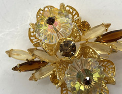 Juliana Delizza Elster Gold Tone Topaz Margarita Navette Brooch Earring Set
