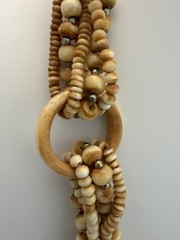 Vintage Hand Carved Organic Bovine Bone Tribal Statement Necklace Elephants