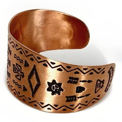 Vintage Wheeler Mfg Co Solid Copper Southwestern Cuff Bracelet 7-1/2″ Adjustable