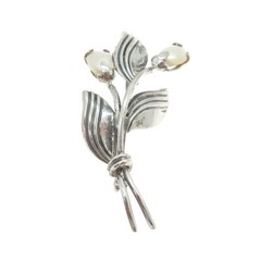 THEODORE KLOTZ 835 Silver Antique Germany Faux Pearl Flower Pin Brooch