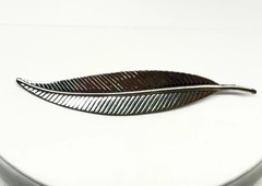 Vintage Beau Sterling silver Leaf brooch Pin long MCM signed 3 1/8″