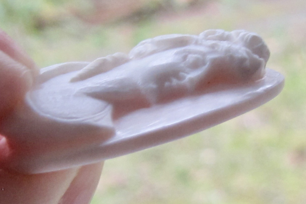 High Relief Conch Shell Cameo Lady Portrait Pink Hand Carved Loose 26mm