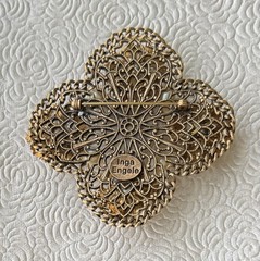 Vintage Flower /Heart Cameo Up Cycle handcrafted / filigree brooch