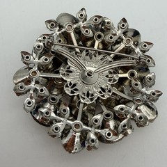 Vintage Pink Brooch Pin Smoky Gray Green Large Riveted Estate Large