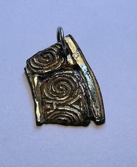Viking Celtic Gilded Copper Curved Scroll Charm Pendant COA 022645 silver