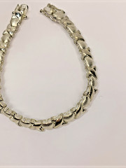 Vintage FAS 925 Sterling Silver Hearts and Kisses Bracelet 7″ 13.5g