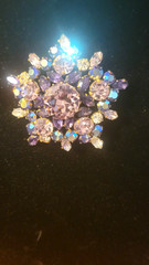 Large Austrian made domed crystal brooch, preowned excellent condition and rare.