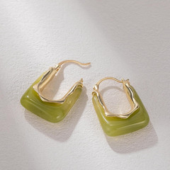 Acrylic Gold Hoop Earrings Chunky Huggie Statement Vintage Earrings Cute Resin D