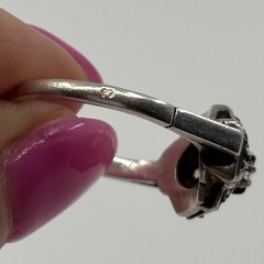 French Sterling Paste Shield Ring Size 8.25 Crab Mark Art Deco Vintage