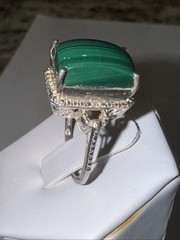 Vintage Sterling Silver Malachite Ring 925 Size 6.75