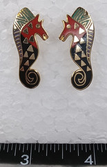 Laurel Burch Sea Stallion Seahorses Pierced Earrings