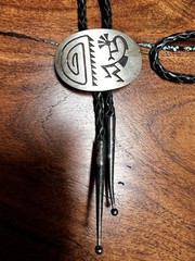 Vintage Hopi Sterling Silver Bolo Tie Kokopeli Old Pawn Signed VB