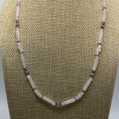 Sajen 925 Sterling Silver Necklace Rose Quartz Amethyst Beaded Accents Vintage