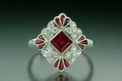 Lovely Floral 1.0 TCW Ruby & Lab Diamond Art Deco Style Engagement Ring
