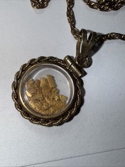 Necklace Encased 22k gold nuggets and 12k gold-filled rope border bezel & Chain