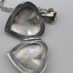 Puffy Heart Locket Pendant Necklace Sterling Silver