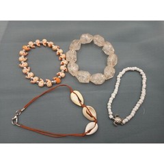 Vintage Boho Beach Curated Lot of 4 Necklaces 4 Bracelets Summer Vacation Set