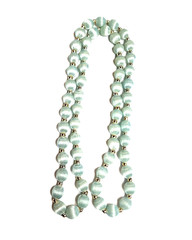 Vintage Light Pale Blue Silk Thread Wrapped Beaded Necklace 30″ Retro Costume