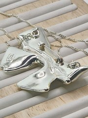 Vintage Italy 925 Sterling Silver Bow Ribbon Necklace Brooch Convertible 17″