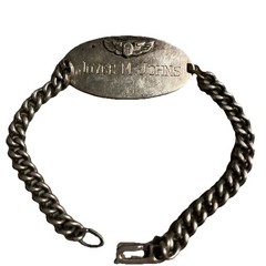 Drw- Sterling Silver WWII Air Force ID Bracelet Joyce M Johns Military