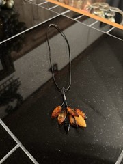 Baltic Amber Tassel Necklace 925 Sterling Silver On Leather Cord Vintage