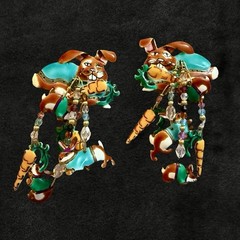 Lunch At The Ritz “Hasenpfeffer” Bunny Enamel Earrings