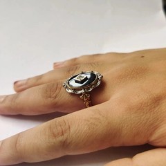 Art Deco Style 925 Silver Victorian handmade Black onyx Anniversary Wedding Ring