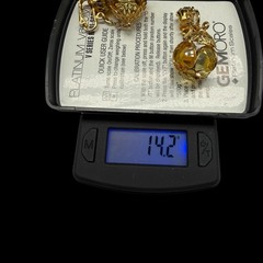 Demi Parure Caged Drop Clip Earrings & Flower Brooch Pin Topaz & Citrine Glass