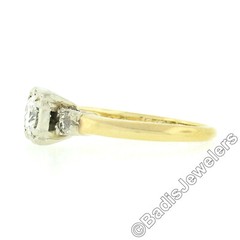 Vintage 14k Two Tone Gold 0.68ctw Old European Diamond Solitaire Engagement Ring
